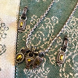 Brighton 3 charm necklace and earrings, two tone